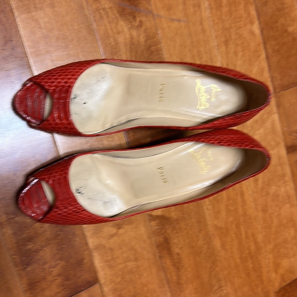 Christian Louboutin Red Python Platform Pumps 40 - image 6